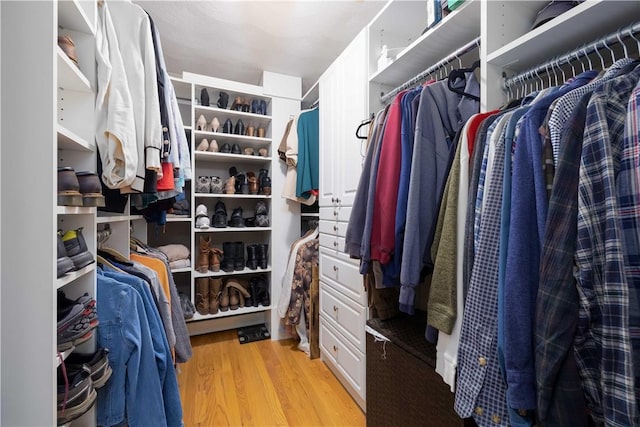 walk in closet featuring light hardwood / wood-style floors