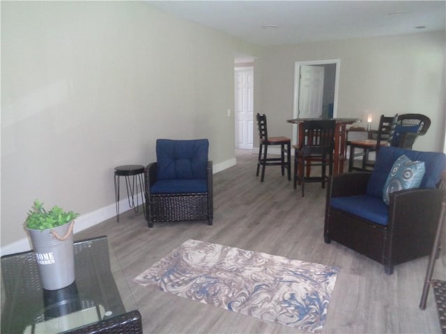 living room featuring light wood-type flooring