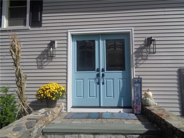 doorway to property featuring french doors