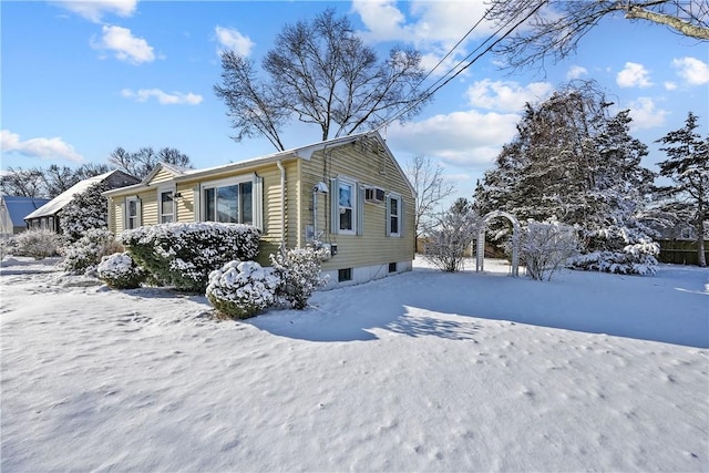 view of snow covered exterior