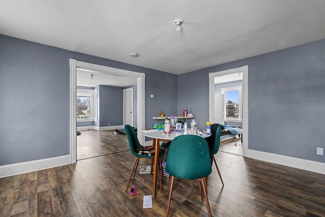 dining room with dark hardwood / wood-style floors