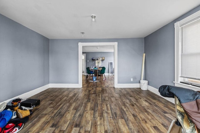 interior space featuring dark wood-type flooring