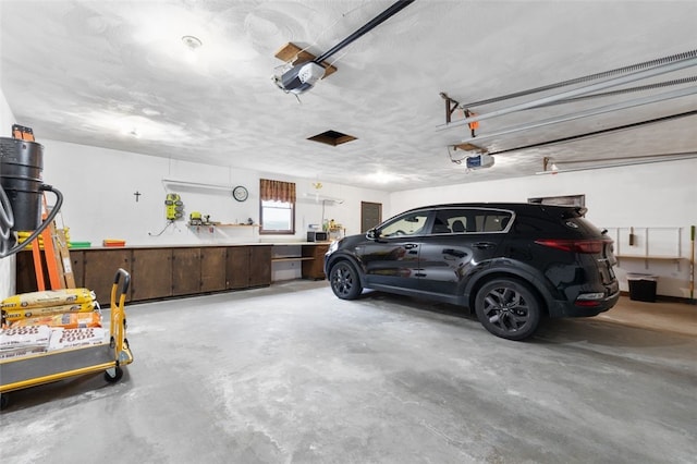 garage with a garage door opener