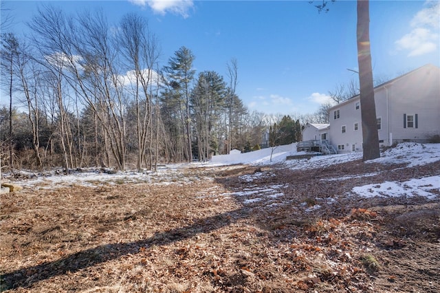 view of yard covered in snow