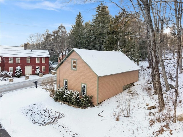 view of snow covered exterior