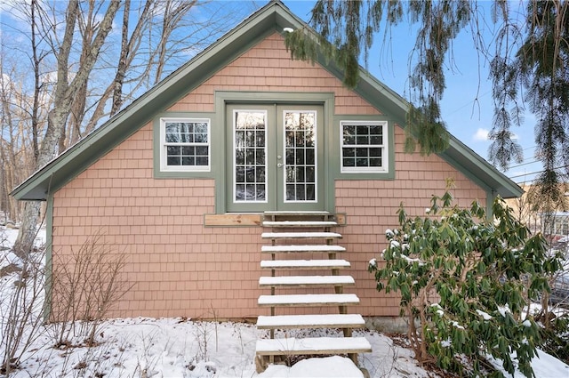 view of snow covered exterior