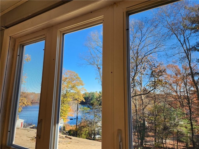 doorway featuring a water view