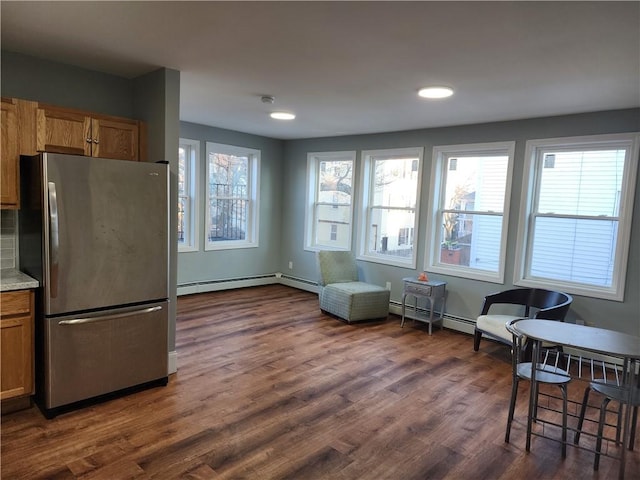 living area featuring dark hardwood / wood-style flooring