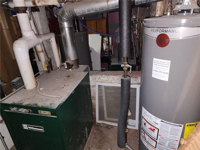 utility room with water heater