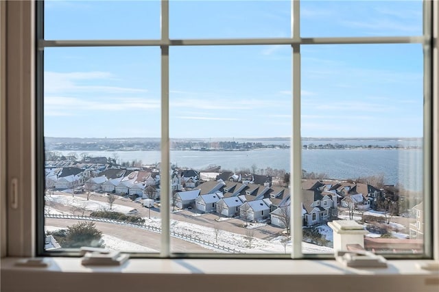 property view of water featuring a residential view