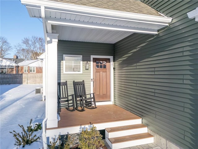 doorway to property with a porch