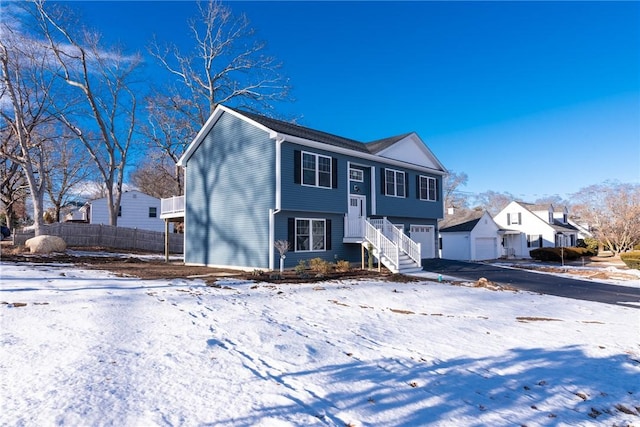 raised ranch with a garage