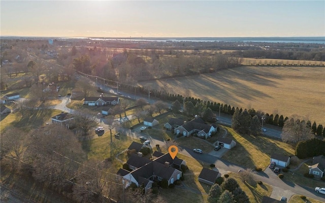 view of aerial view at dusk