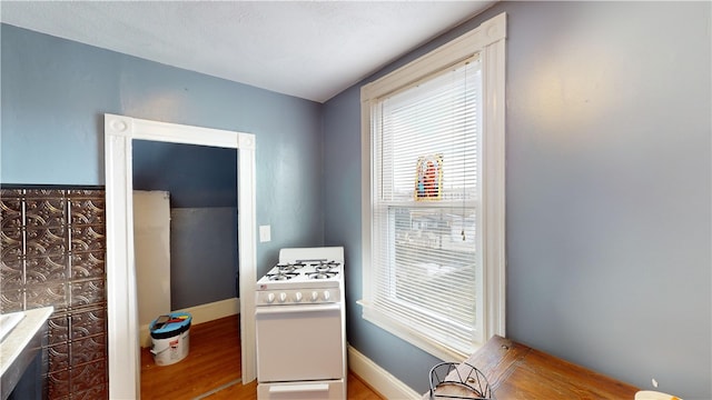 interior space featuring hardwood / wood-style flooring and gas range gas stove