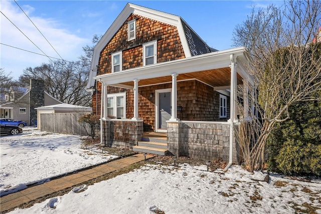 view of front of home featuring covered porch