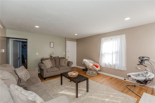 living room with light wood-type flooring