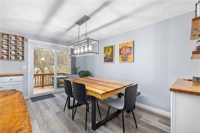 dining space featuring light hardwood / wood-style floors