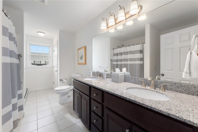 bathroom featuring tile patterned flooring, vanity, and toilet