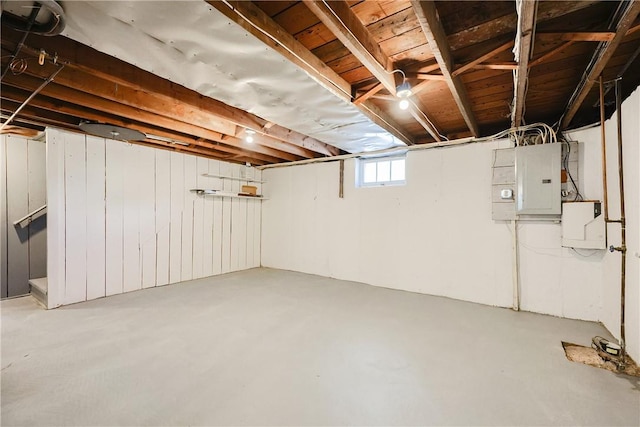 basement with electric panel