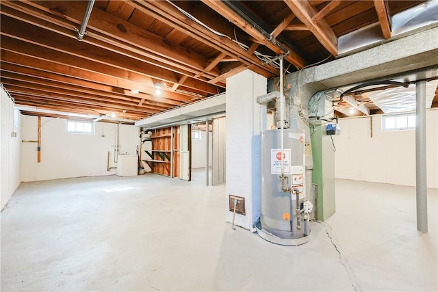 basement with water heater