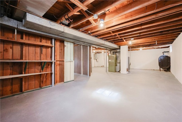 basement with heating unit