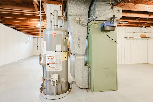 utility room with water heater