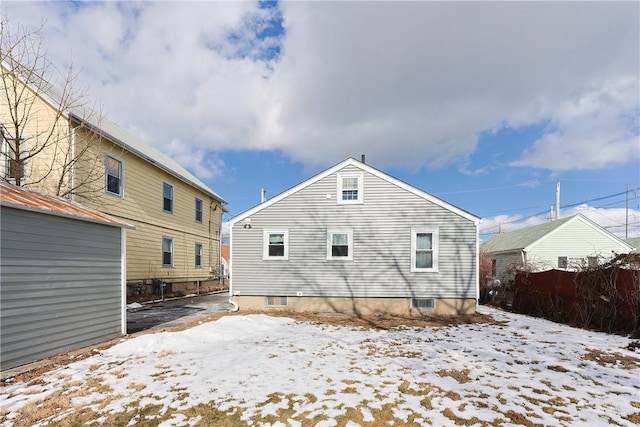 view of snow covered property