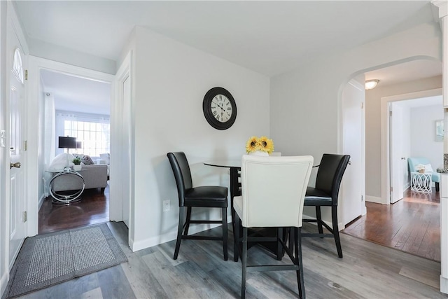 dining area featuring hardwood / wood-style floors