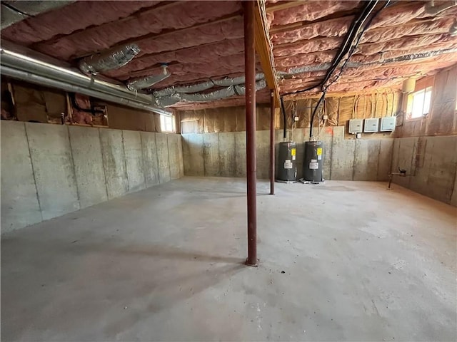 basement with water heater