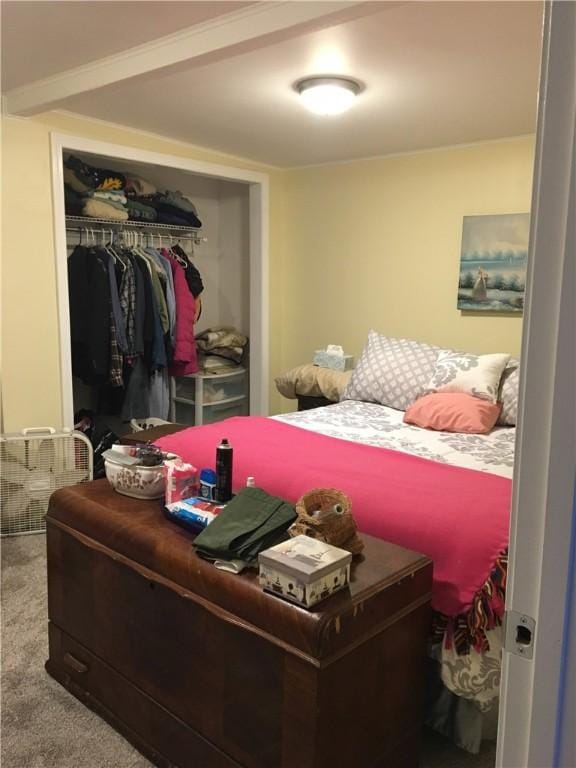 carpeted bedroom featuring a closet