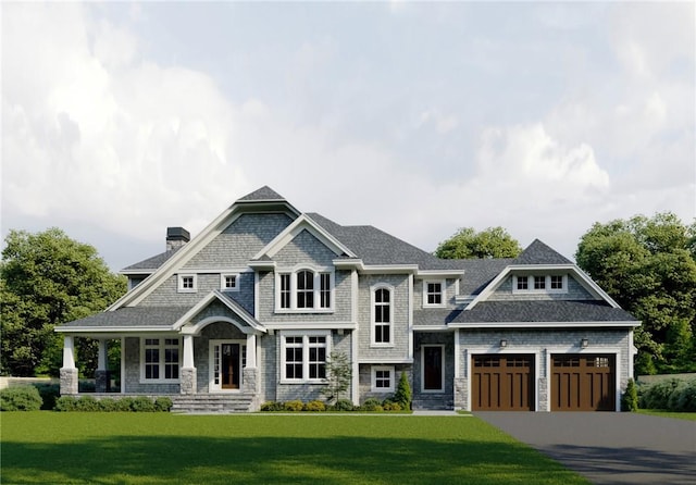 view of front facade with a garage and a front yard