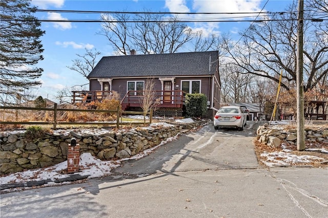 view of front of house featuring a deck