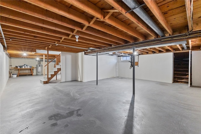 basement featuring water heater