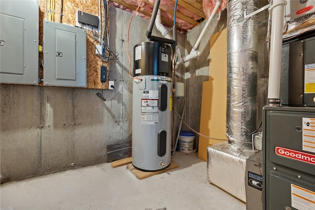 utilities featuring electric panel and heat pump water heater