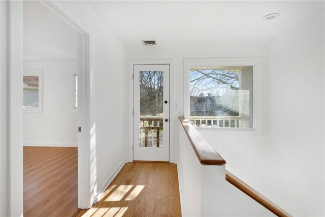 entryway with light wood-type flooring