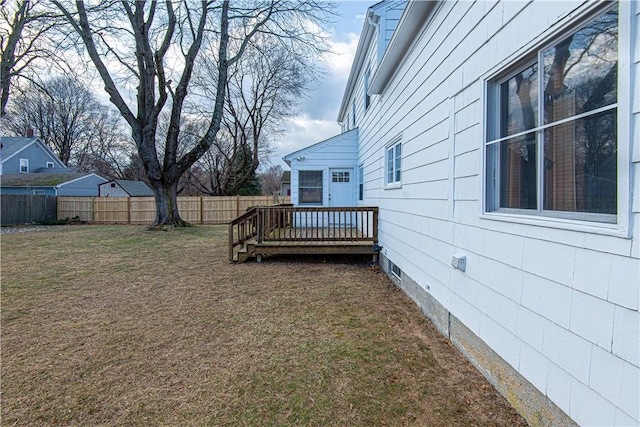 view of yard featuring a deck