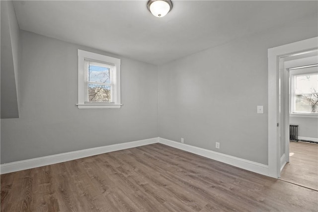 unfurnished room featuring a wealth of natural light and light hardwood / wood-style floors