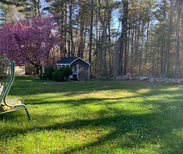 view of yard featuring an outdoor structure