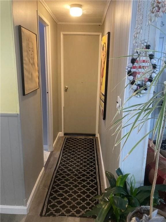 hallway with ornamental molding