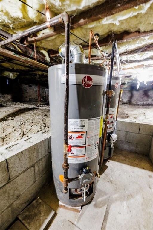 utility room with gas water heater