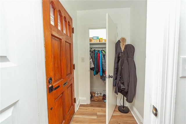 foyer with light hardwood / wood-style flooring