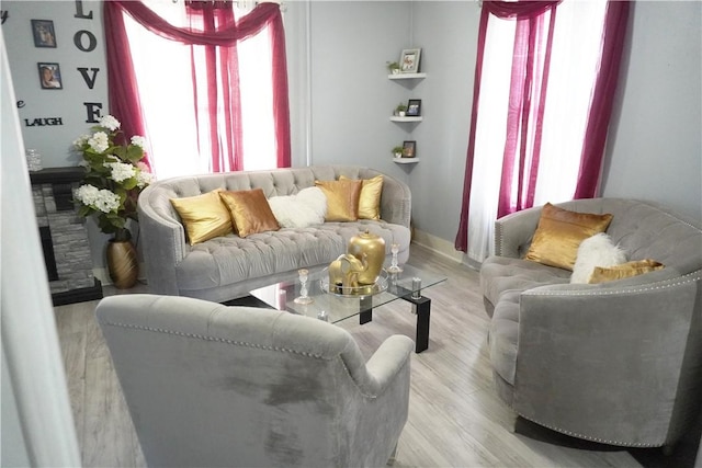 living room featuring light hardwood / wood-style floors