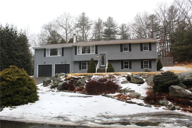 bi-level home with a garage