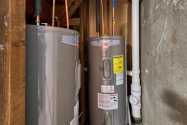 utility room with electric water heater