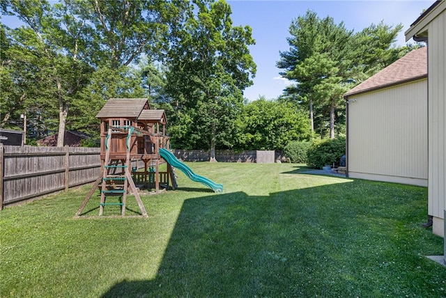 view of yard with a playground