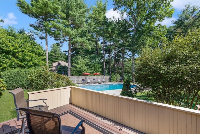 view of pool with a deck