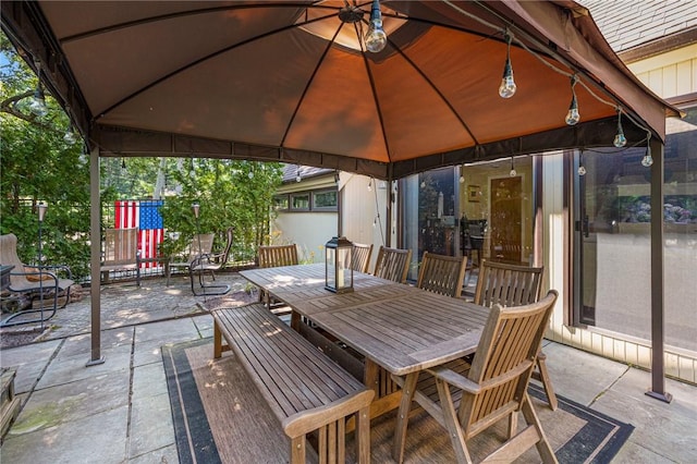 view of patio featuring a gazebo