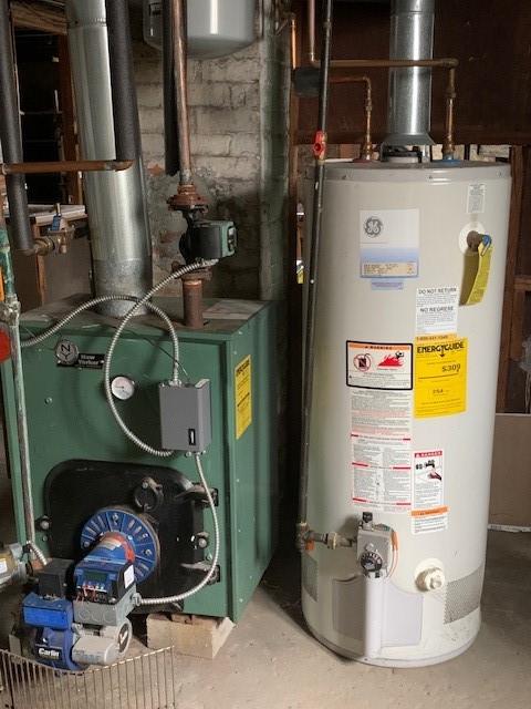 utility room with water heater