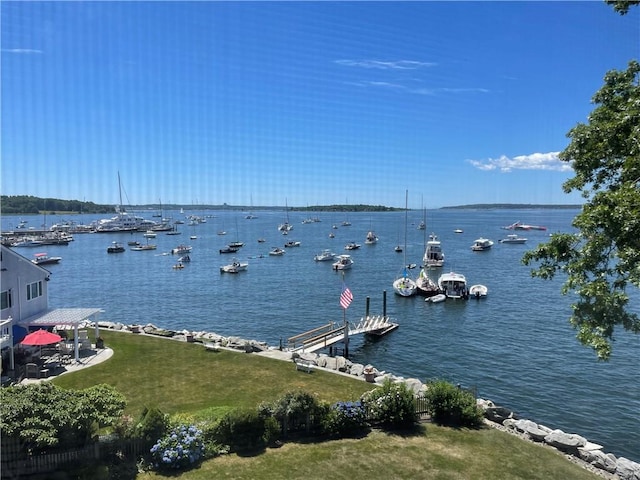 water view with a boat dock