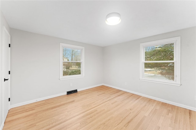 empty room with light wood-type flooring and a wealth of natural light